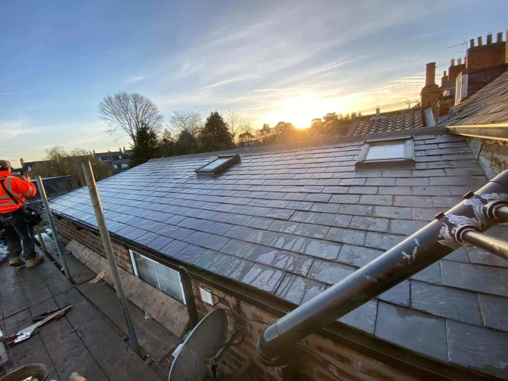 Roofers in Hull working on a tiled roof - J&B Roofing Specialists